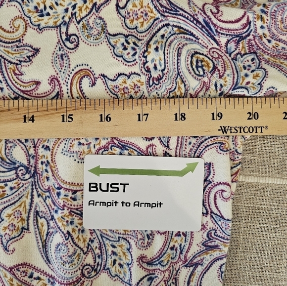Land's End LP 100% Cotton Paisley 3/4 Sleeve Top - Picture 6 of 7